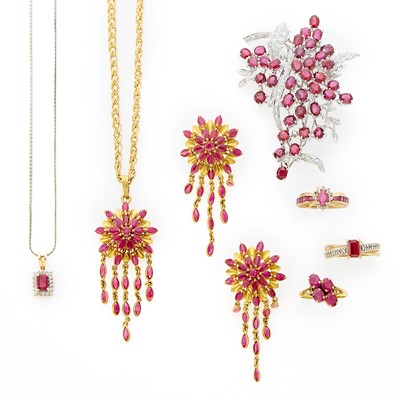 Lot 1266 - Group of Gold, Gilt-Metal, Ruby and Diamond Jewelry