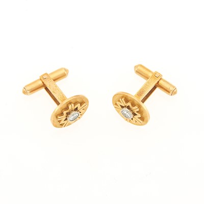Lot 1067 - Pair of Gold and Diamond Cufflinks