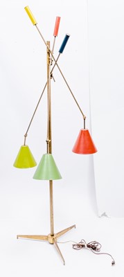 Lot 562 - Angelo Lelii Brass and Enameled Metal "Triennale" Adjustable Floor Lamp