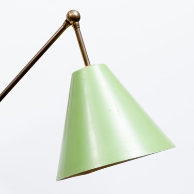 Lot 562 - Angelo Lelii Brass and Enameled Metal "Triennale" Adjustable Floor Lamp