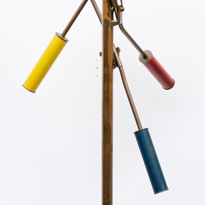 Lot 562 - Angelo Lelii Brass and Enameled Metal "Triennale" Adjustable Floor Lamp