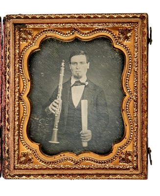 Lot 513 - [DAGUERREOTYPE-MUSICIANS] Daguerreotype of a...