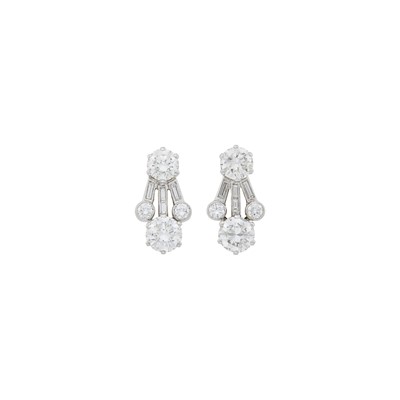 Lot 199 - Harry Winston Pair of Platinum and Diamond Earclips