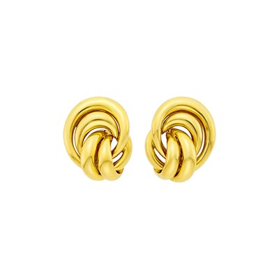 Lot 130 - Van Cleef & Arpels Pair of Gold 'Swirl' Earclips, France