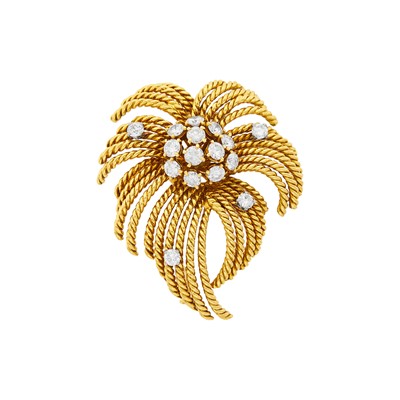Lot 136 - Van Cleef & Arpels Gold and Diamond Clip-Brooch, France