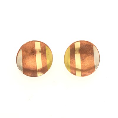 Lot 1035 - Tiffany & Co. Pair of Mixed Metal Abstract Disc Earrings