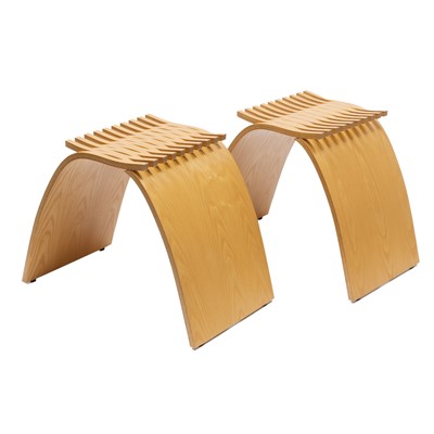 Lot 633 - Pair of Carol Catalano Laminated Plywood "Capelli" Stools