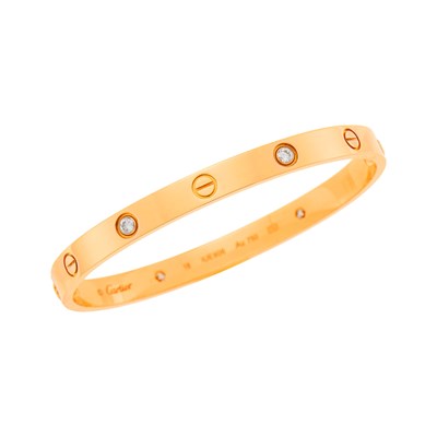 Lot 126 - Cartier Rose Gold and Diamond 'Love' Bangle Bracelet
