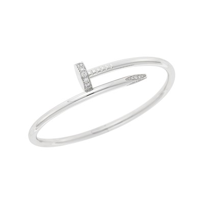 Lot 62 - Cartier White Gold and Diamond 'Juste un Clou' Bangle Bracelet