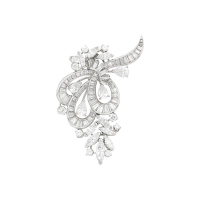 Lot 149 - Platinum and Diamond Pendant-Brooch