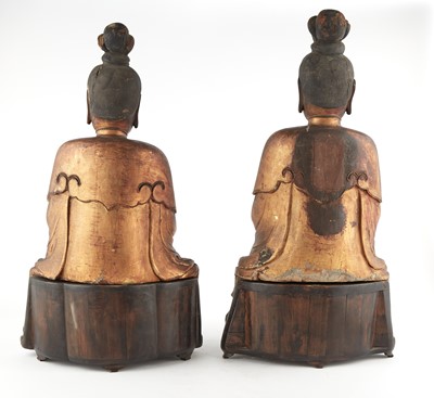 Lot 98 - Two Chinese Gilt Lacquered Wood Daoist Deities
