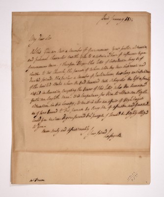 Lot 119 - The Marquis de Lafayette seeks a favor for a friend