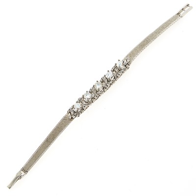 Lot 1103 - Silver, Palladium and Diamond Bracelet