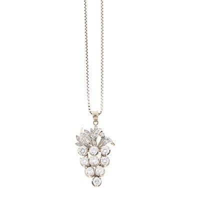 Lot 1095 - White Gold and Diamond Pendant with Chain Necklace