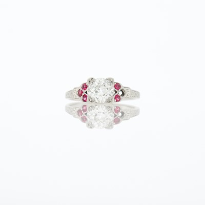 Lot 1179 - Platinum, Diamond and Ruby Ring