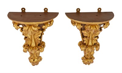 Lot 328 - Pair of Baroque Style Painted and Giltwood...