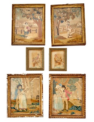 Lot 364 - Three Pairs of English Silk Needlework...