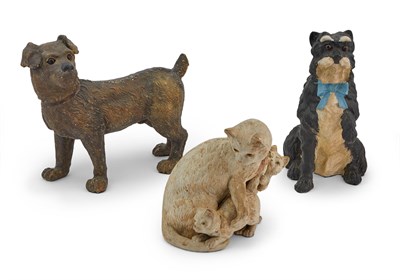 Lot 332 - Group of Three Painted Composition Animal...
