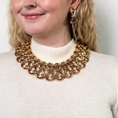Lot 10 - Tiffany & Co., Paloma Picasso Gold 'Monaco' Necklace and Pair of Earclips