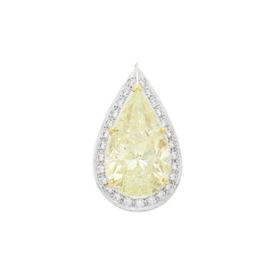 Lot 152 - Two-Color Gold, Light Yellow Diamond and Diamond Pendant