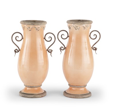 Lot 103 - Pair Glazed Pottery Vases