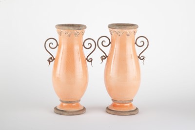 Lot 103 - Pair Glazed Pottery Vases