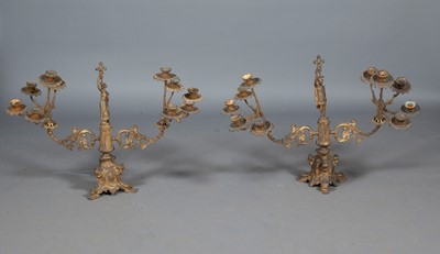 Lot 118 - Pair of Gilt Metal Ten-Light Candelabra