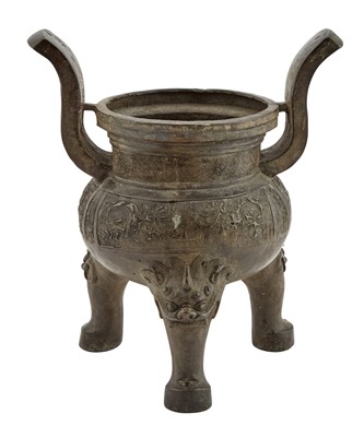 Lot 112 - A Chinese Bronze Tripod Censer