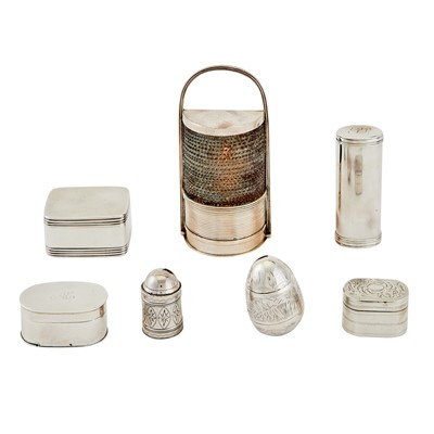 Lot 20 - Group of Seven Georgian and Victorian Sterling Silver Nutmeg Graters