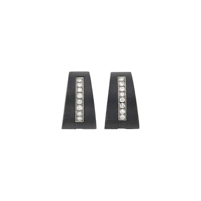 Lot 83 - Marsh Pair of Oxidized Steel, White Gold and Diamond Hoop Earclips