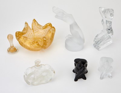 Lot 215 - Five Lalique Glass Articles; Together with a Murano Glass Mortar and Pestle