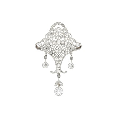 Lot 90 - Belle Époque Platinum, Gold and Diamond Brooch
