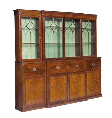 Lot 106 - George III Inlaid Mahogany Breakfront Bookcase