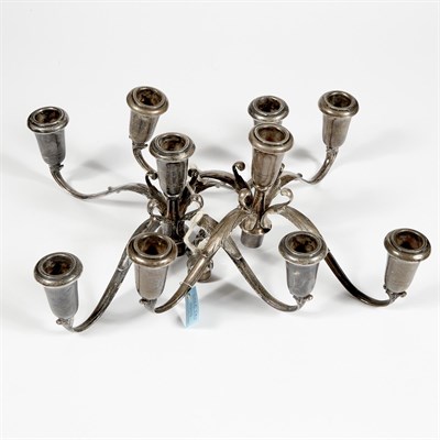 Lot 5 - 2 Silver Candelabras in 3 parts, 41 ozs., damaged