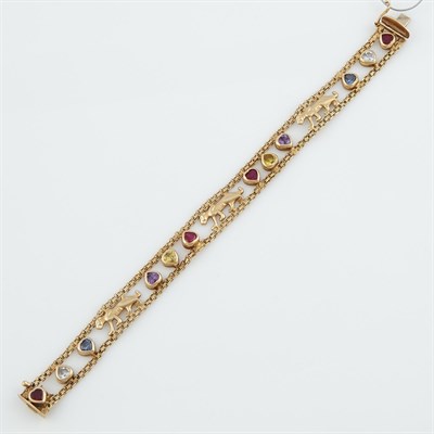 Lot 110 - Gold and Stone Flexible Bracelet, 14K 8 dwt. all