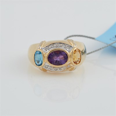 Lot 111 - Diamond and Stone Ring, 14K 4 dwt. all, stones...