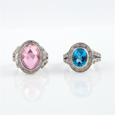 Lot 160 - Two Diamond and Stone Rings, 18K 10 dwt. all,...