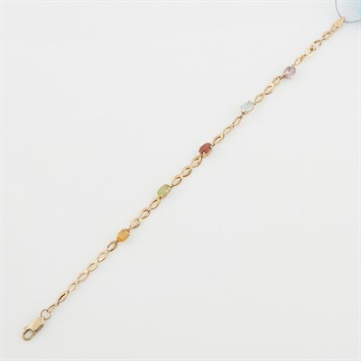 Lot 244 - Gold and Stone Flexible Bracelet, 14K 2 dwt. all