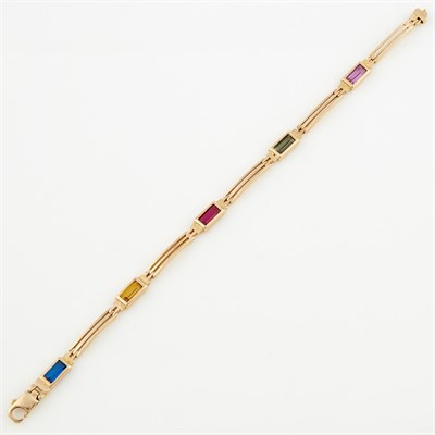 Lot 277 - Gold and Stone Flexible Bracelet, 14K 7 dwt. all