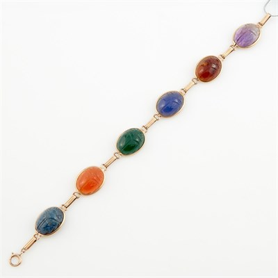Lot 288 - Gold and Stone Flexible Bracelet, 10K 8 dwt. all