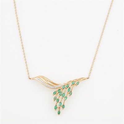 Lot 393 - Diamond and Stone Necklace, 14K 7 dwt. all