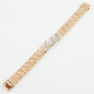 Lot 441 - Diamond ID Bracelet, 47 diamonds about 0.90 ct....