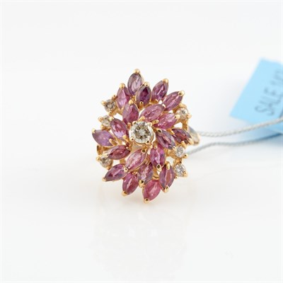 Lot 459 - Diamond and Stone Ring, 7 diamonds about 0.50...