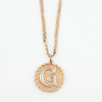 Lot 470 - Diamond Pendant, 17 diamonds and Gold Neck...