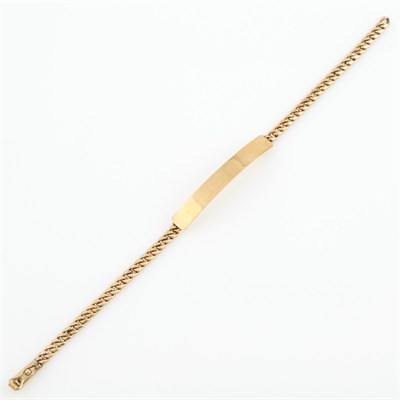 Lot 472 - Gold ID Bracelet, 18K 4 dwt., damaged