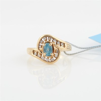 Lot 476 - Diamond and Stone Ring, 14 diamonds, 14K 3 dwt....