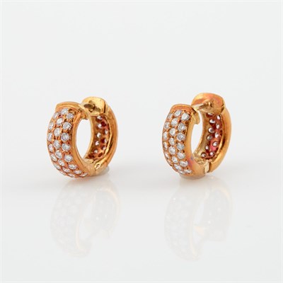 Lot 497 - Two Diamond Earrings, 94 diamonds about 1.40...