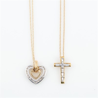Lot 503 - Two Diamond Pendants, 6 diamonds and Two Gold...