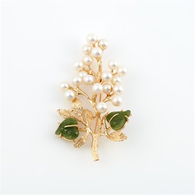 Lot 506 - Gold, Bead and Stone Pin, 14K 9 dwt. all
