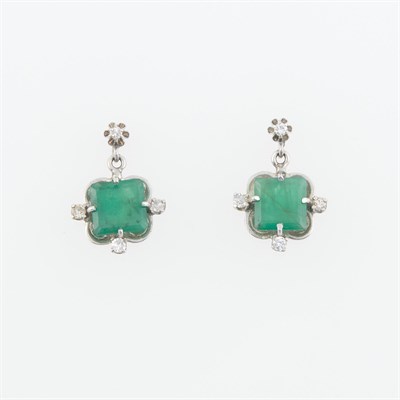 Lot 517 - Two Diamond and Stone Earrings, 14K 2 dwt. all